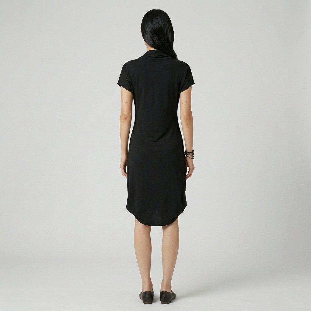 Cotton Bell Dress with Leather Patches