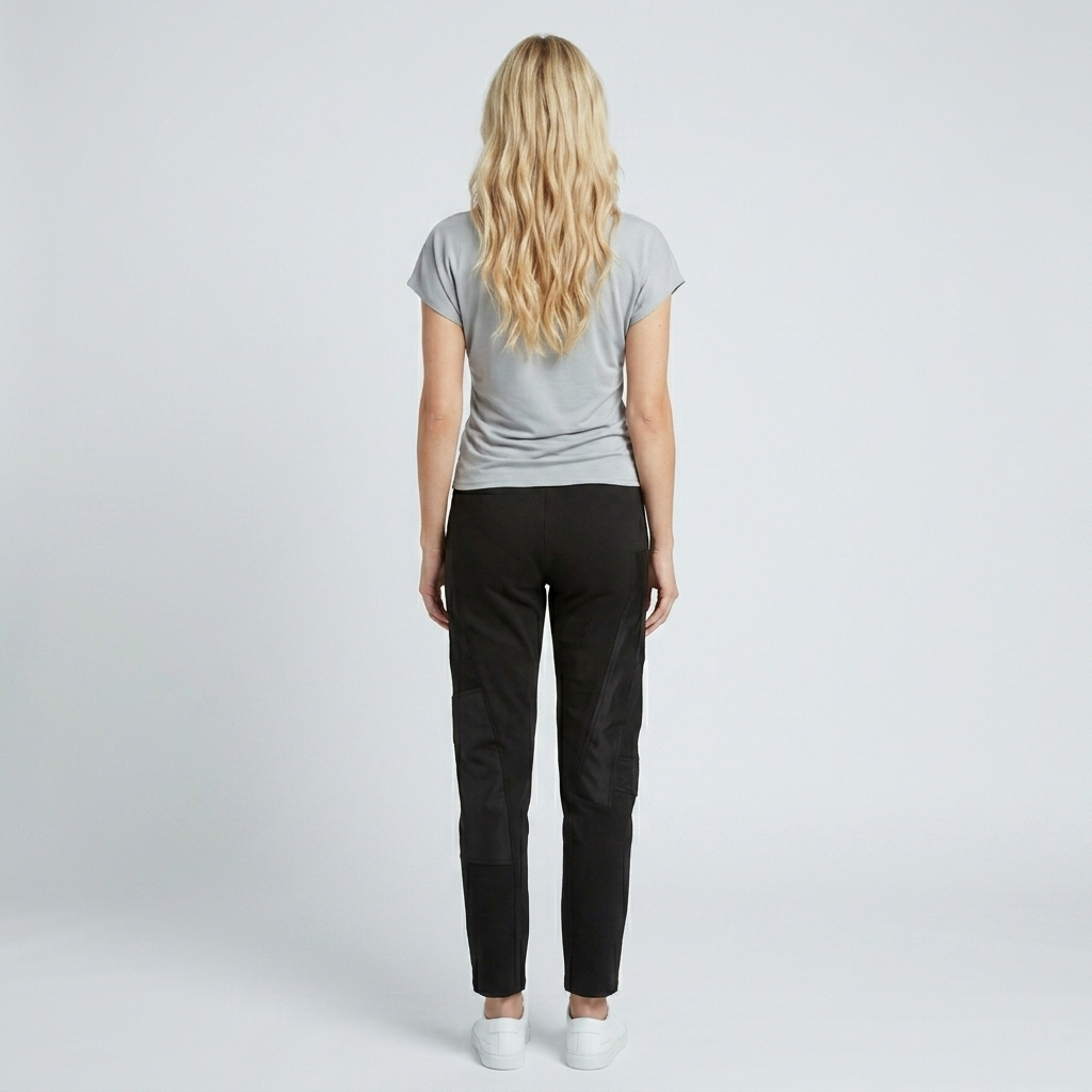 Cotton Pants with Silk Patches