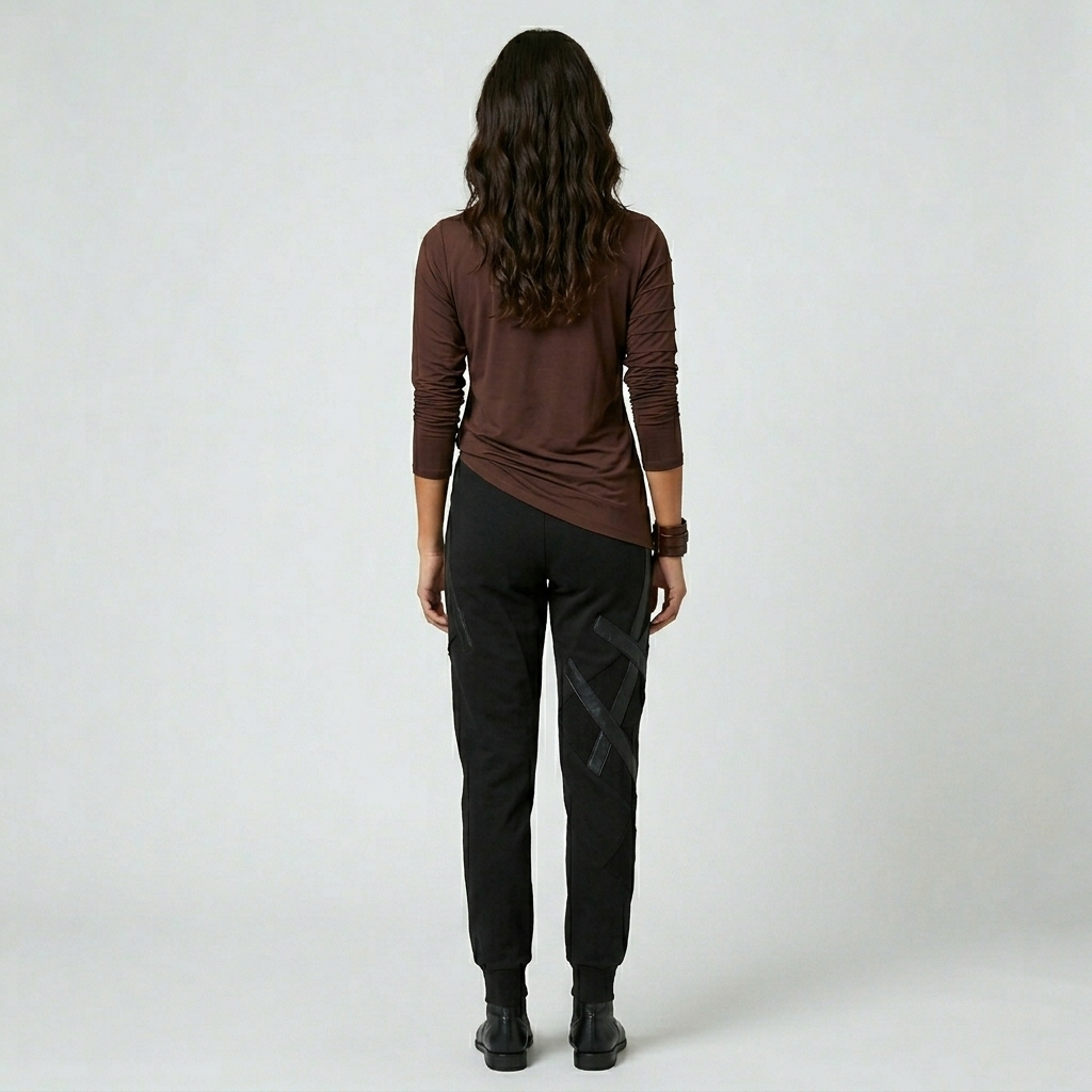 Cotton Terry with Leather Pants
