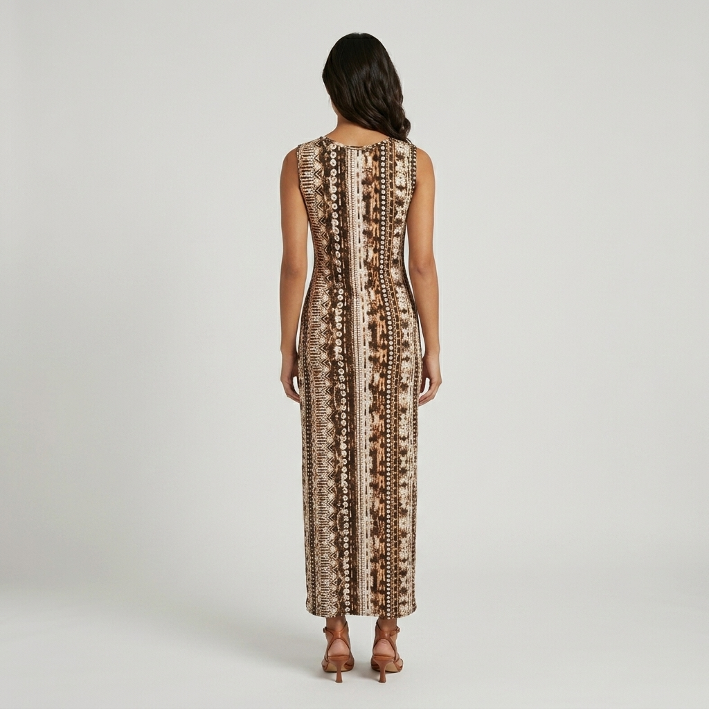 Cotton Print Knit Maxi Dress