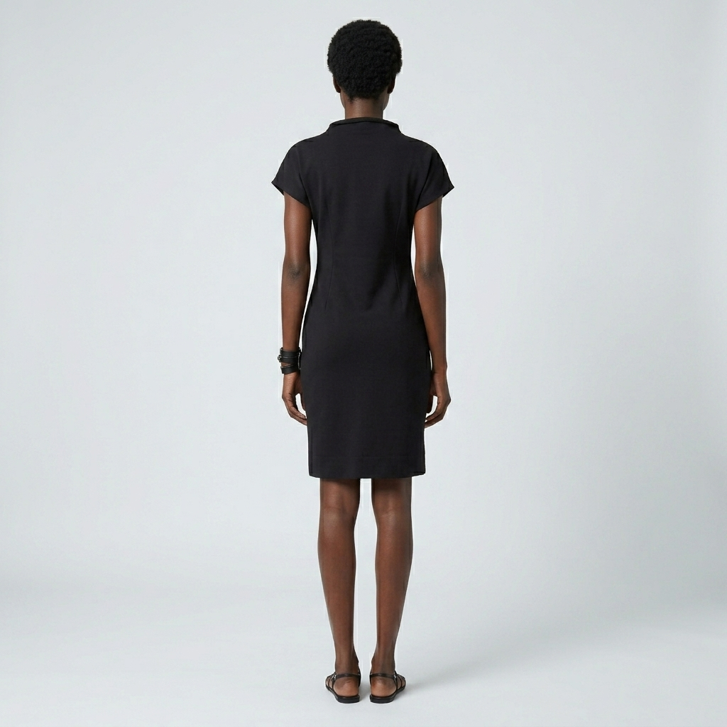 Cotton Terry Dress with Leather Trim