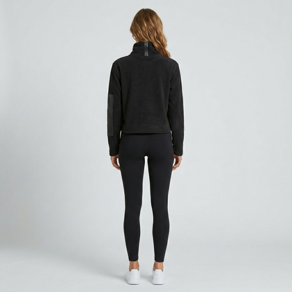 Cotton with Leather Crop Sweater