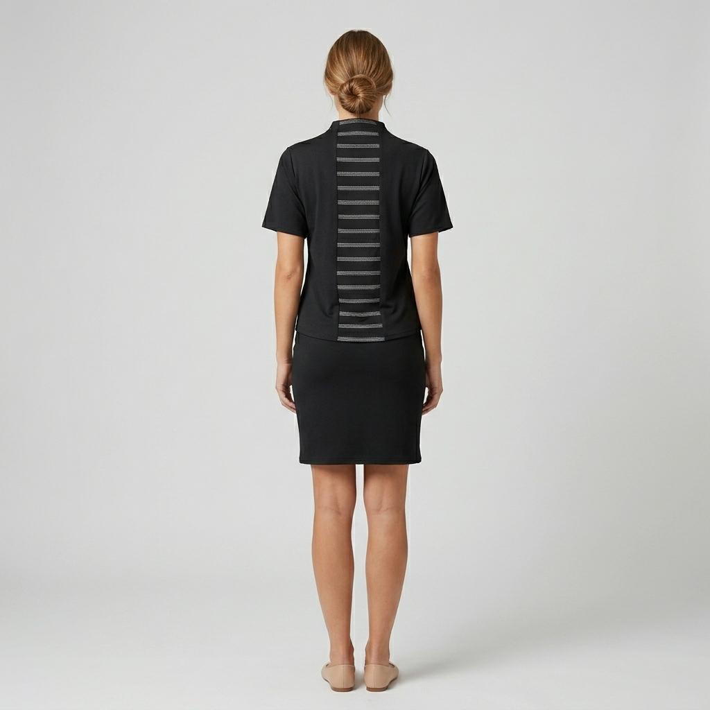 Cotton Lycra Top with Stripe Center Front and Back