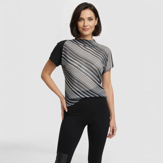 Chiffon Stripe Front Top