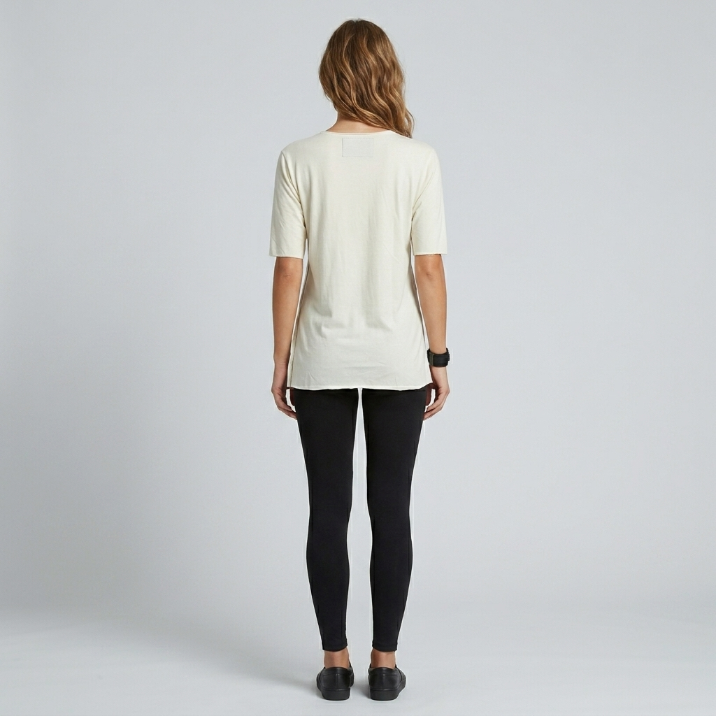 Cotton Leather Trim Top