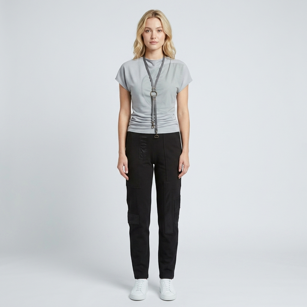 Cotton Pants with Silk Patches