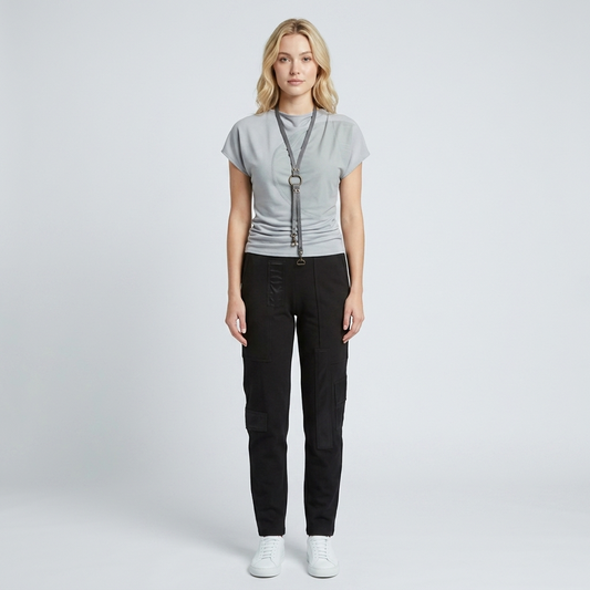 Cotton Pants with Silk Patches