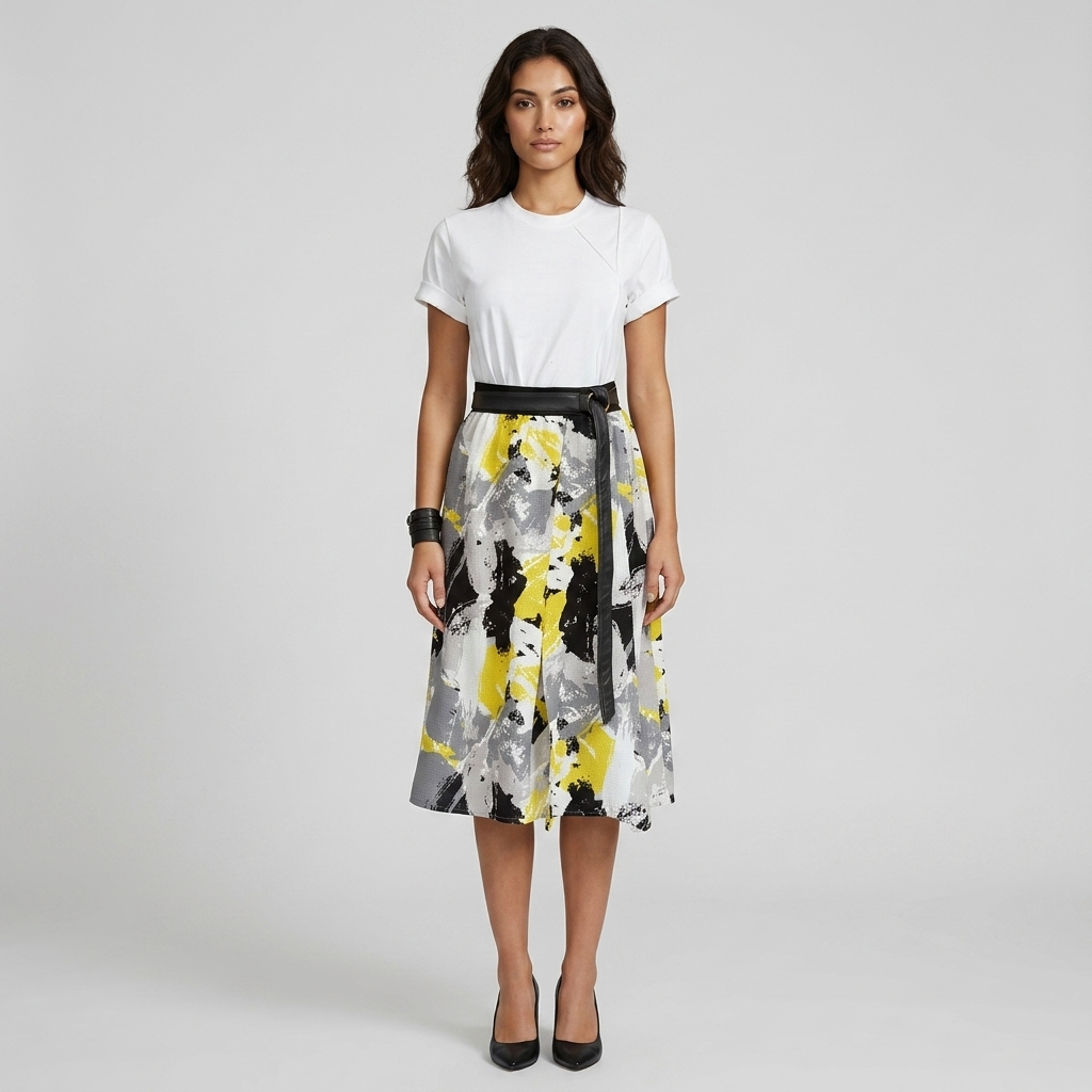 Cotton Rayon Print Skirt
