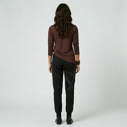 Cotton Terry with Leather Pants