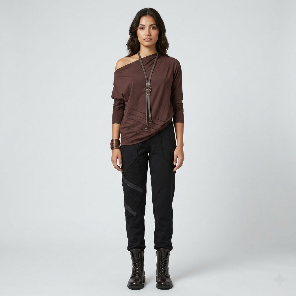 Cotton Terry with Leather Pants
