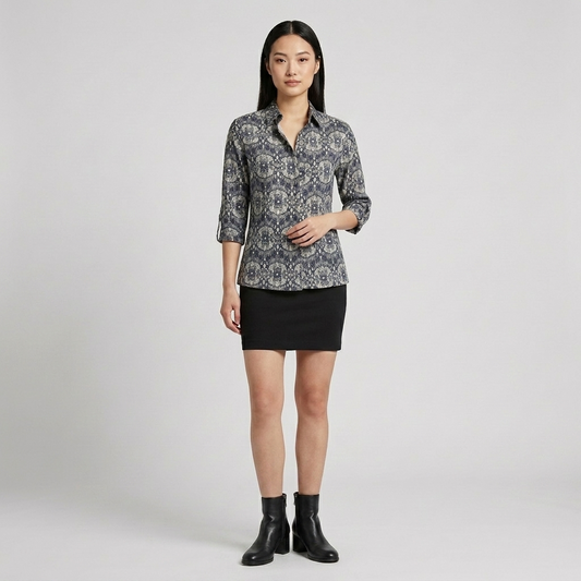 Cotton Print Knit Shirt
