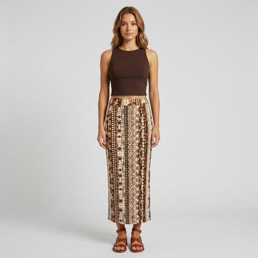 Cotton Knit Printed Skirt