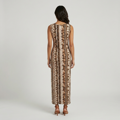 Cotton Print Knit Maxi Dress