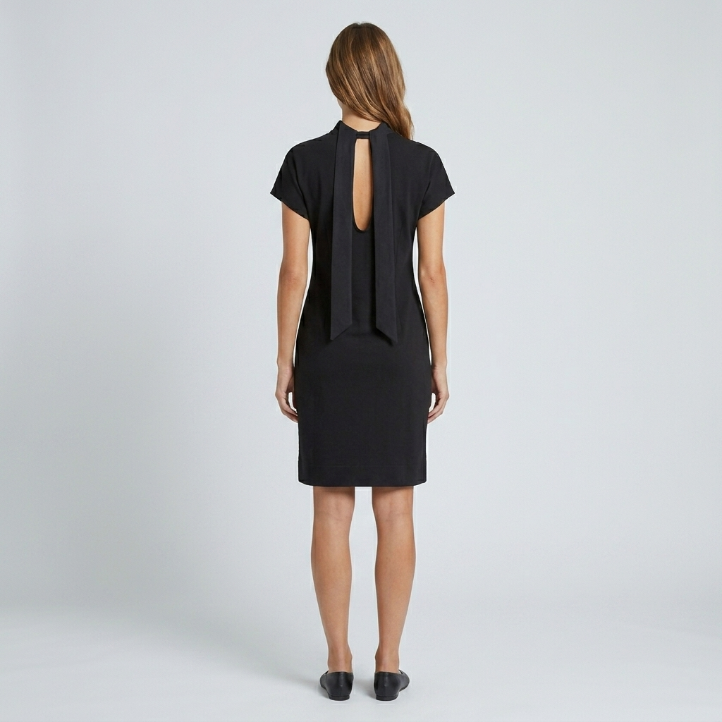 Cotton Terry Dress with Linen Patch