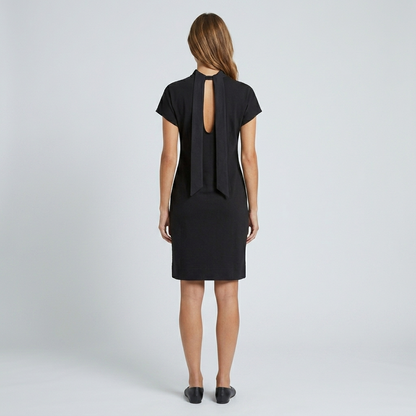 Cotton Terry Dress with Linen Patch