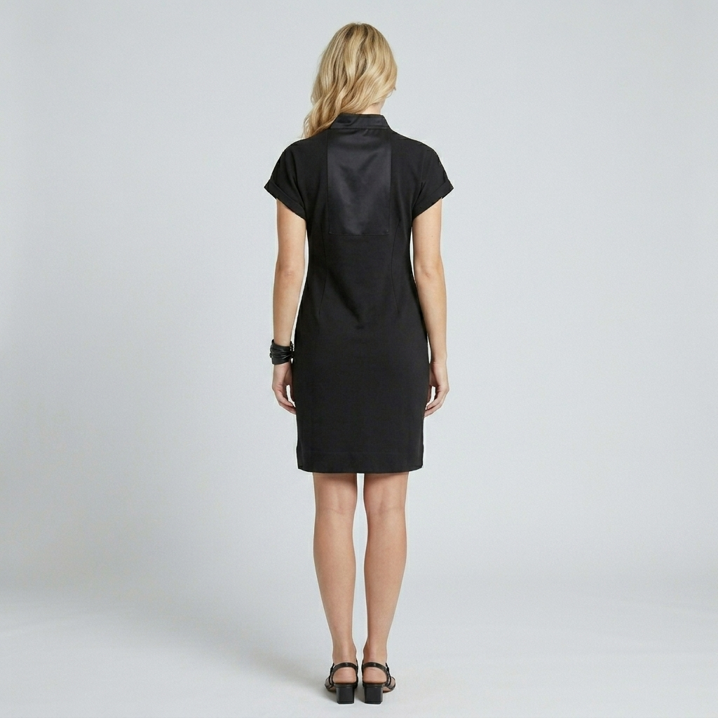 Cotton Terry Dress with Silk Patches