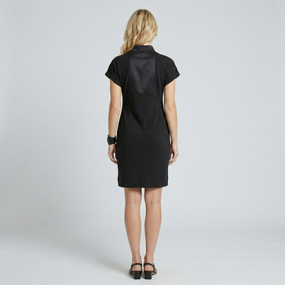 Cotton Terry Dress with Silk Patches