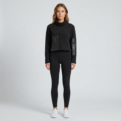 Cotton with Leather Crop Sweater