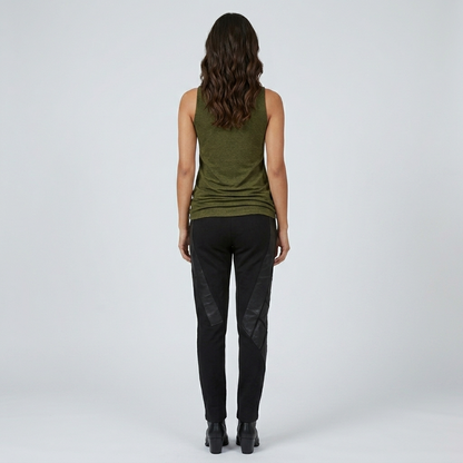 Cotton with Leather Pants