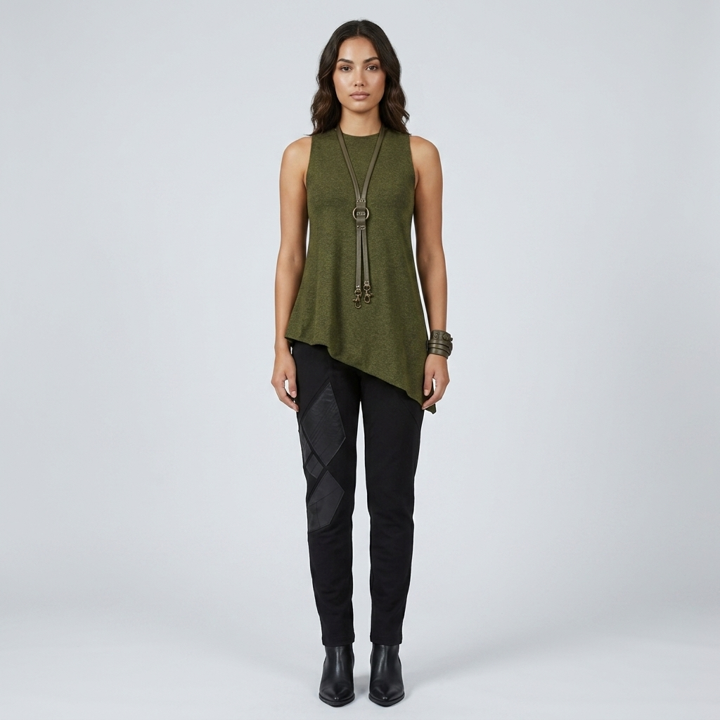 Cotton with Leather Pants