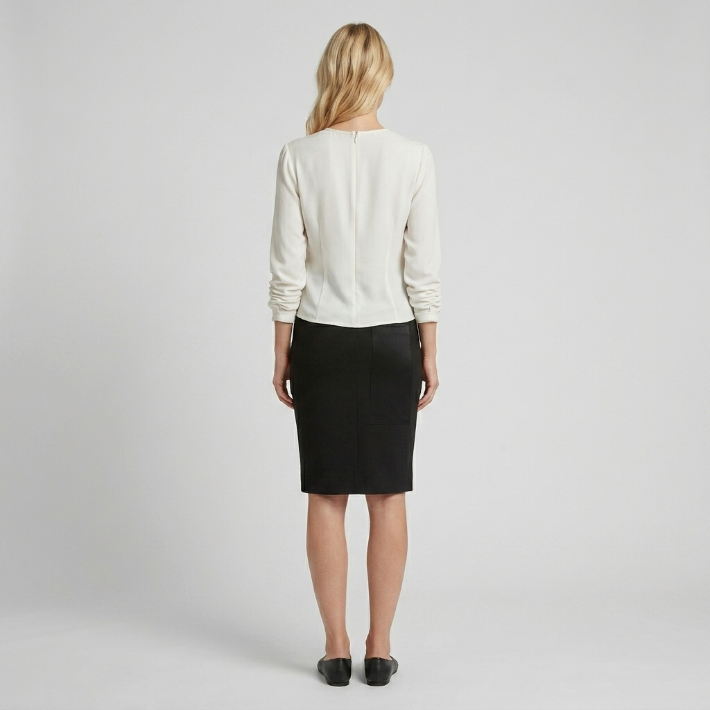 Cotton pencil skirt with Silk Patches