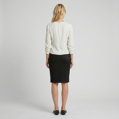 Cotton pencil skirt with Silk Patches