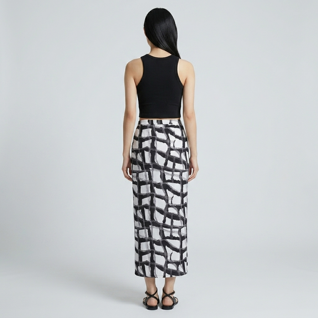 Knit Maxi Print Skirt