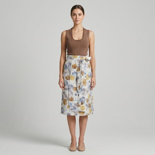 Linen Print Skirt