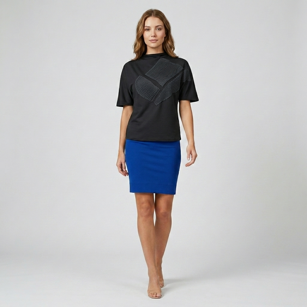 Black Mesh patch Top
