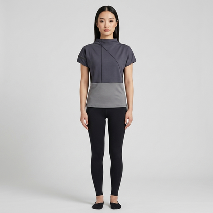 Contrast Gray Cap Sleeve Top