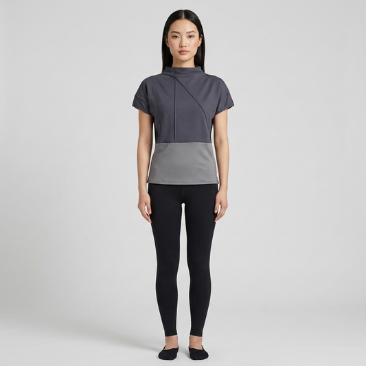 Contrast Gray Cap Sleeve Top
