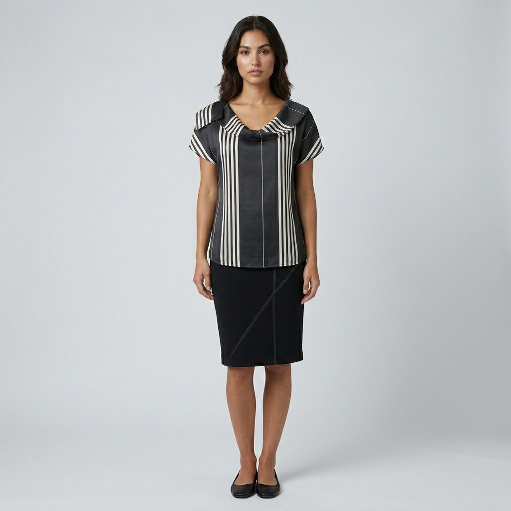 UR Poly Satin Stripe Print Top
