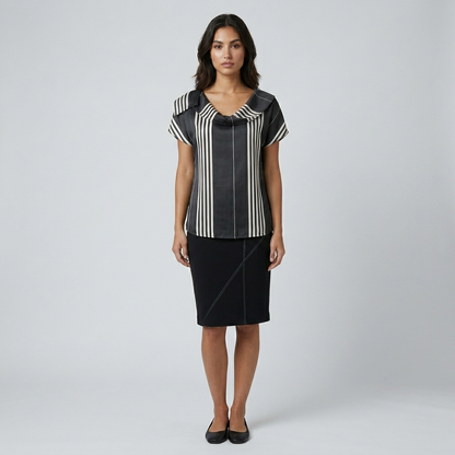 UR Poly Satin Stripe Print Top