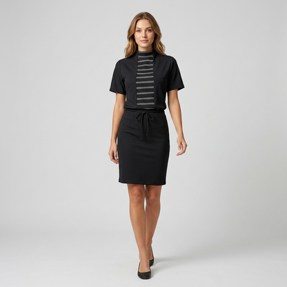 Cotton Lycra Top with Stripe Center Front and Back
