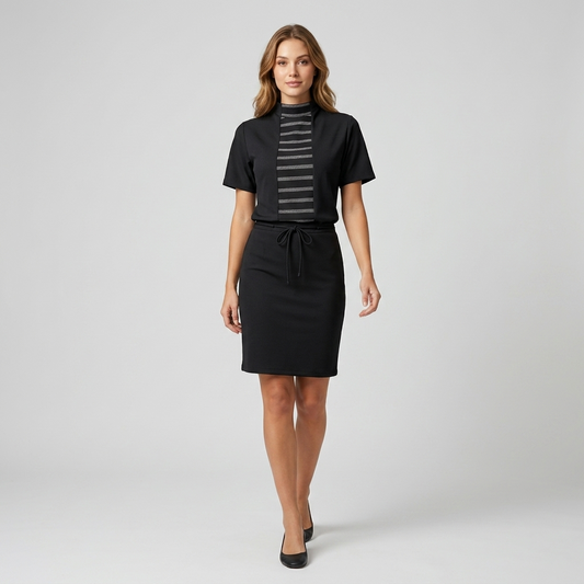 Cotton Lycra Top with Stripe Center Front and Back