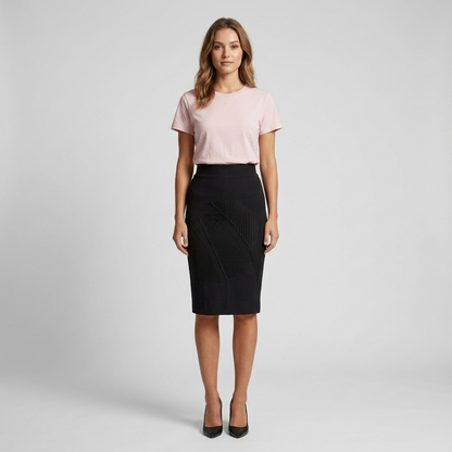 Mesh Patch knit Pencil Skirt