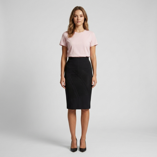 Mesh Patch knit Pencil Skirt